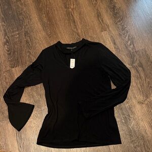 NWT White House Black Market Black V-Neck Long Sleeve Top